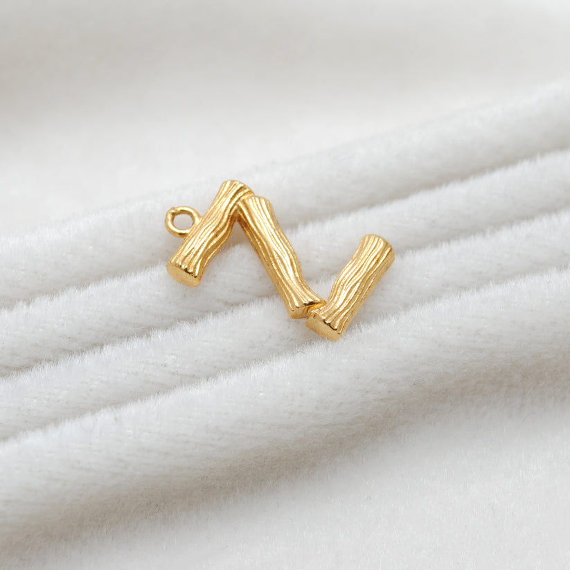 18k Solid Yellow Gold Z Initial Letter Charm Pendant