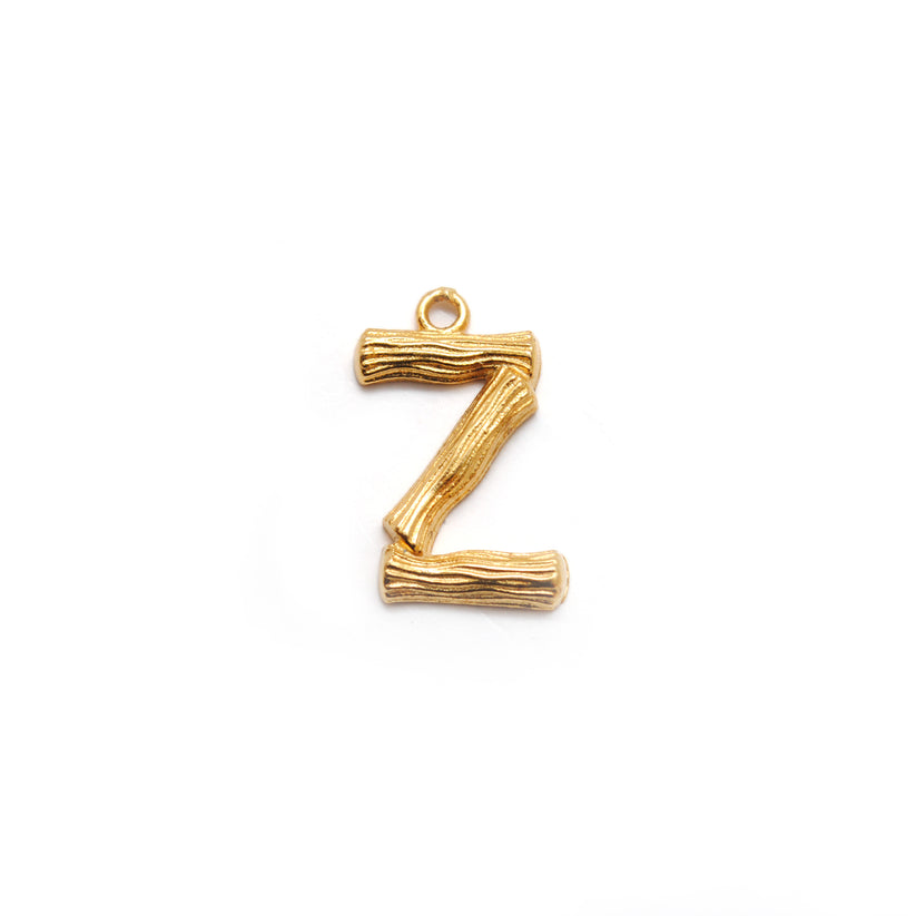 18k Solid Yellow Gold Z Initial Letter Charm Pendant