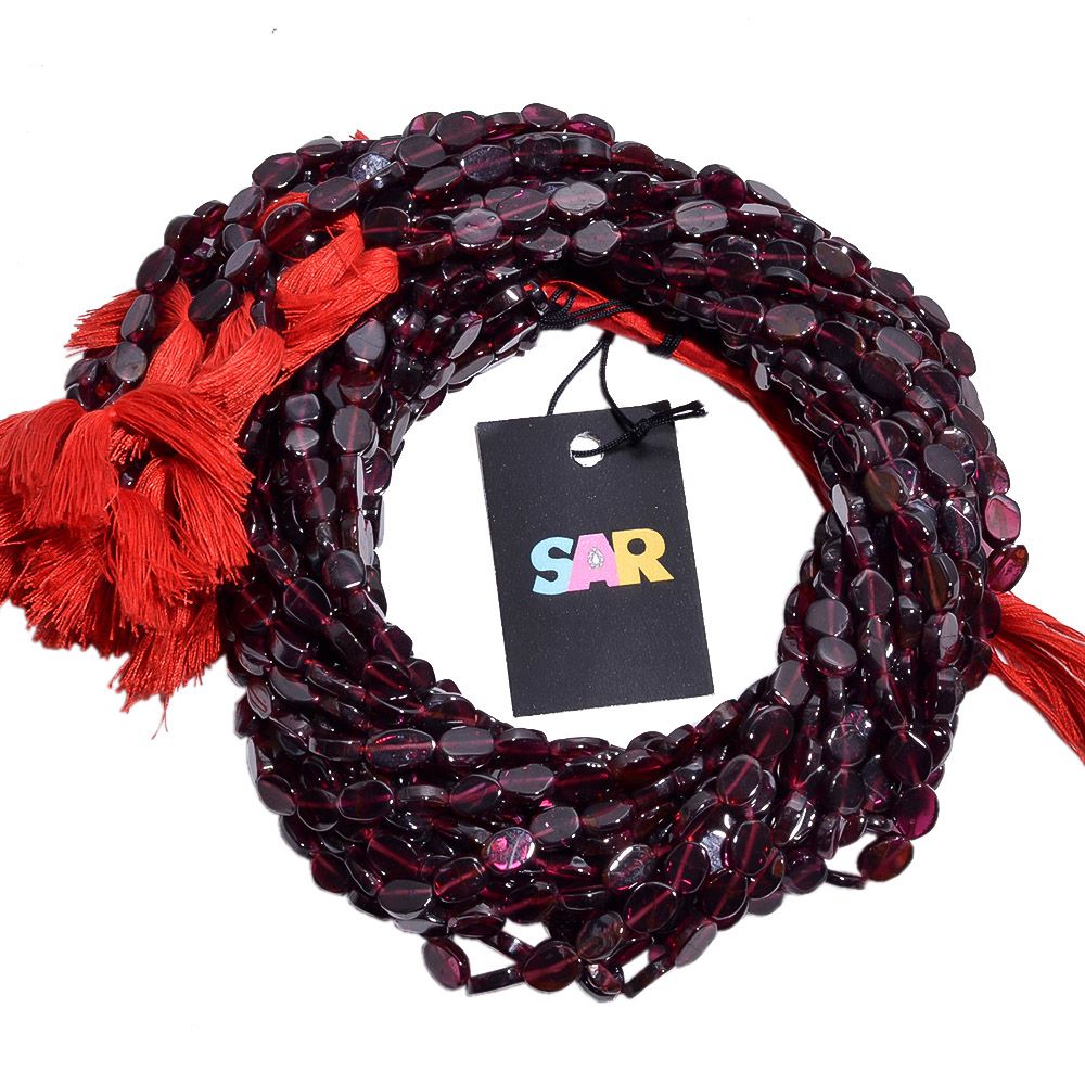 Garnet Oval Shape- 7x6-8x6mm Size Plain Stone Beads