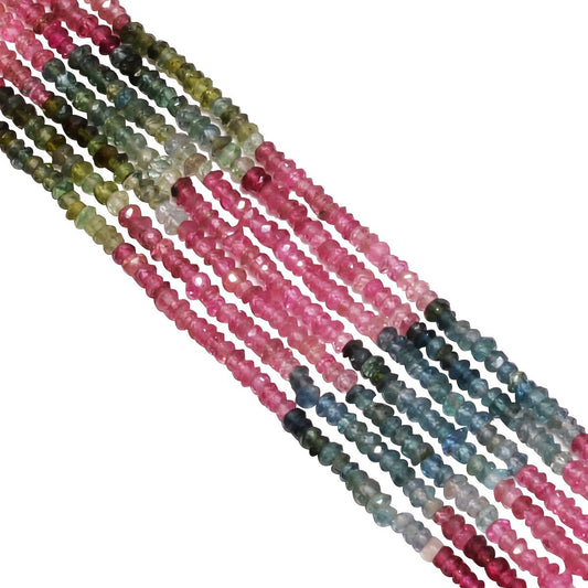 Multi Color Tourmaline Beads in 2.5-3mm Size-Roundel Shape