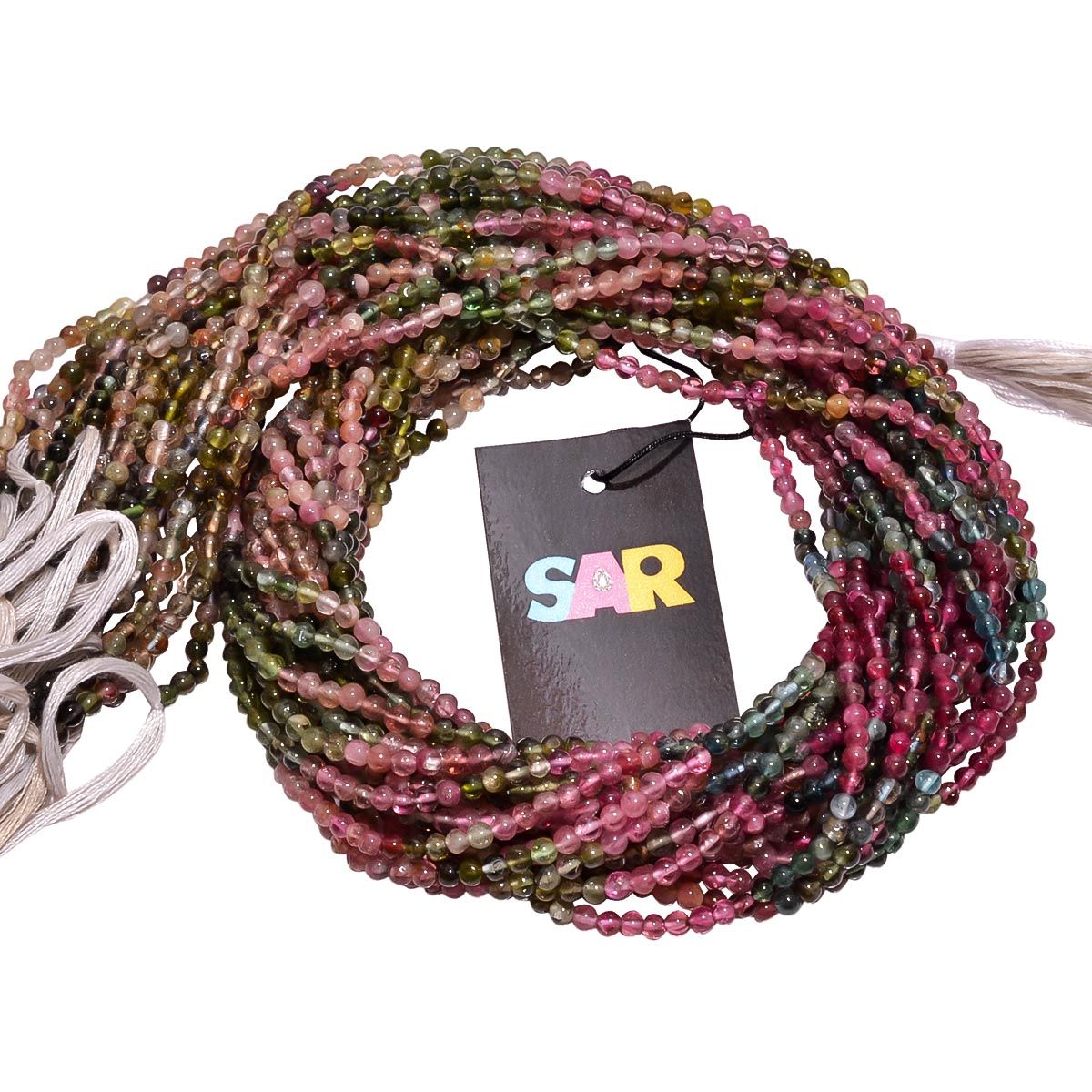 Tourmaline Multi Color Beads Strand- Plain Round Shape