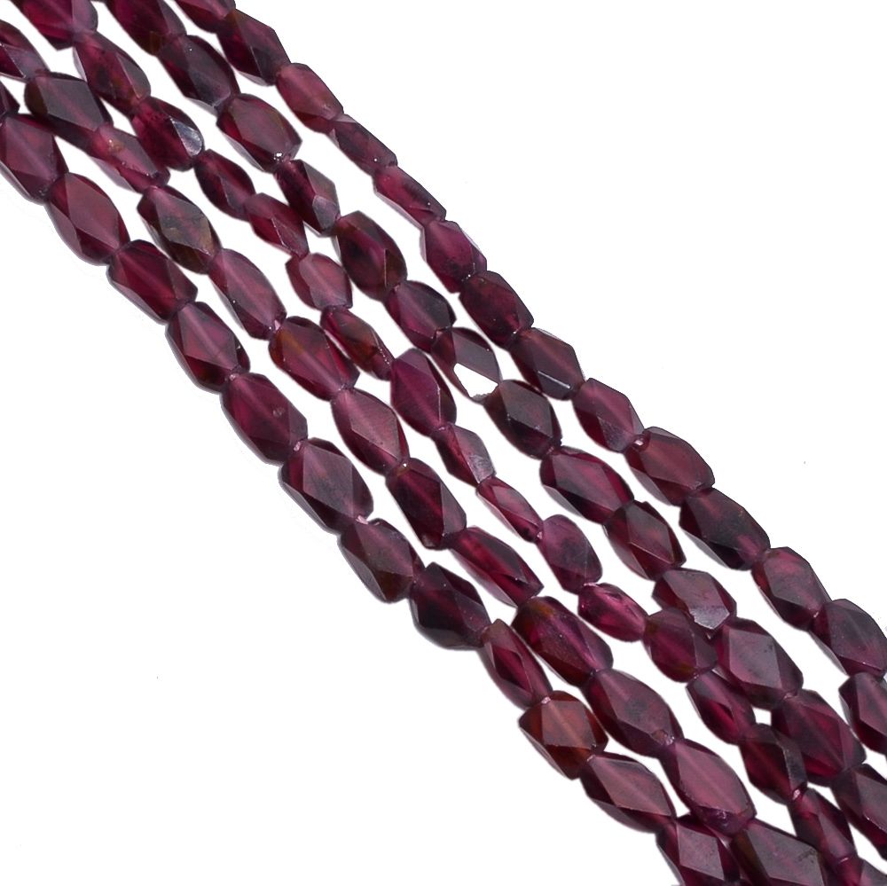 Garnet Faceted Beaded Beads- Cube Shape  (6x4-8x4mm)