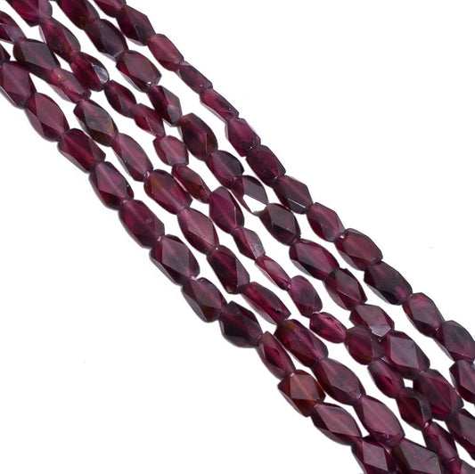 Garnet Faceted Beaded Beads- Cube Shape  (6x4-8x4mm)