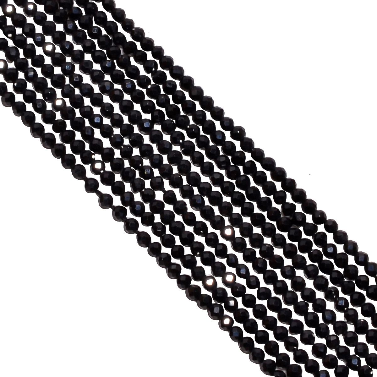 Black Spinel Stone Beads-Micro Fine Faceted, Round Shape (2.2-2.4mm)