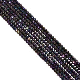 Black Spinel Micro Faceted Green Mystic Coated Beads in 2.25-2.4mm Size-Round Shape