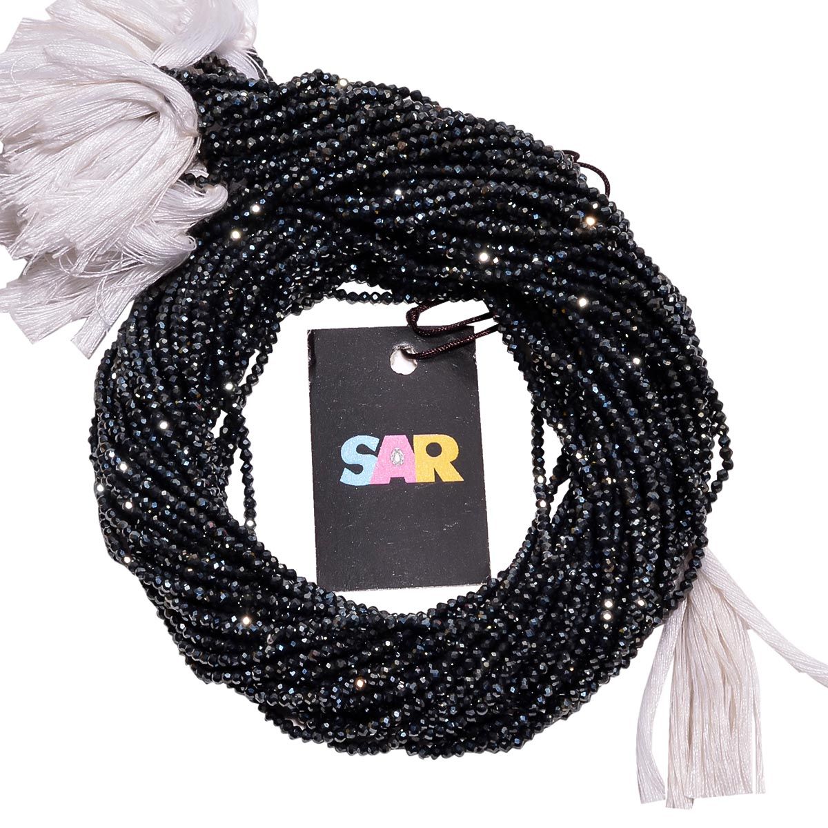 Black Spinel Stone Micro Faceted Coated Beads,Round Shape (2.4mm)