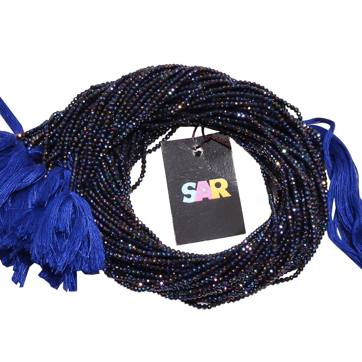 Black Spinel Stone Micro Faceted Mystic Coated Beads in Round Shape (2.25-2.4mm)