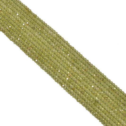 Peridot Semi Precious Micro Faceted Beads Strand-Roundel Shape (2mm)