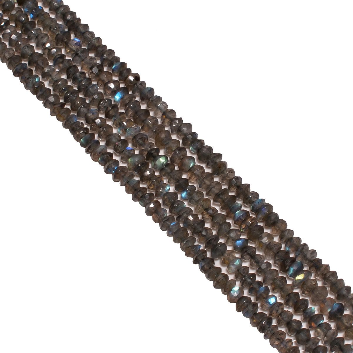 Labradorite 3.5-4mm Fine Faceted Roudel Beads Strand, Labradorite Fine Faceted Roundel Beads Strand, Labradorite Stone Beads