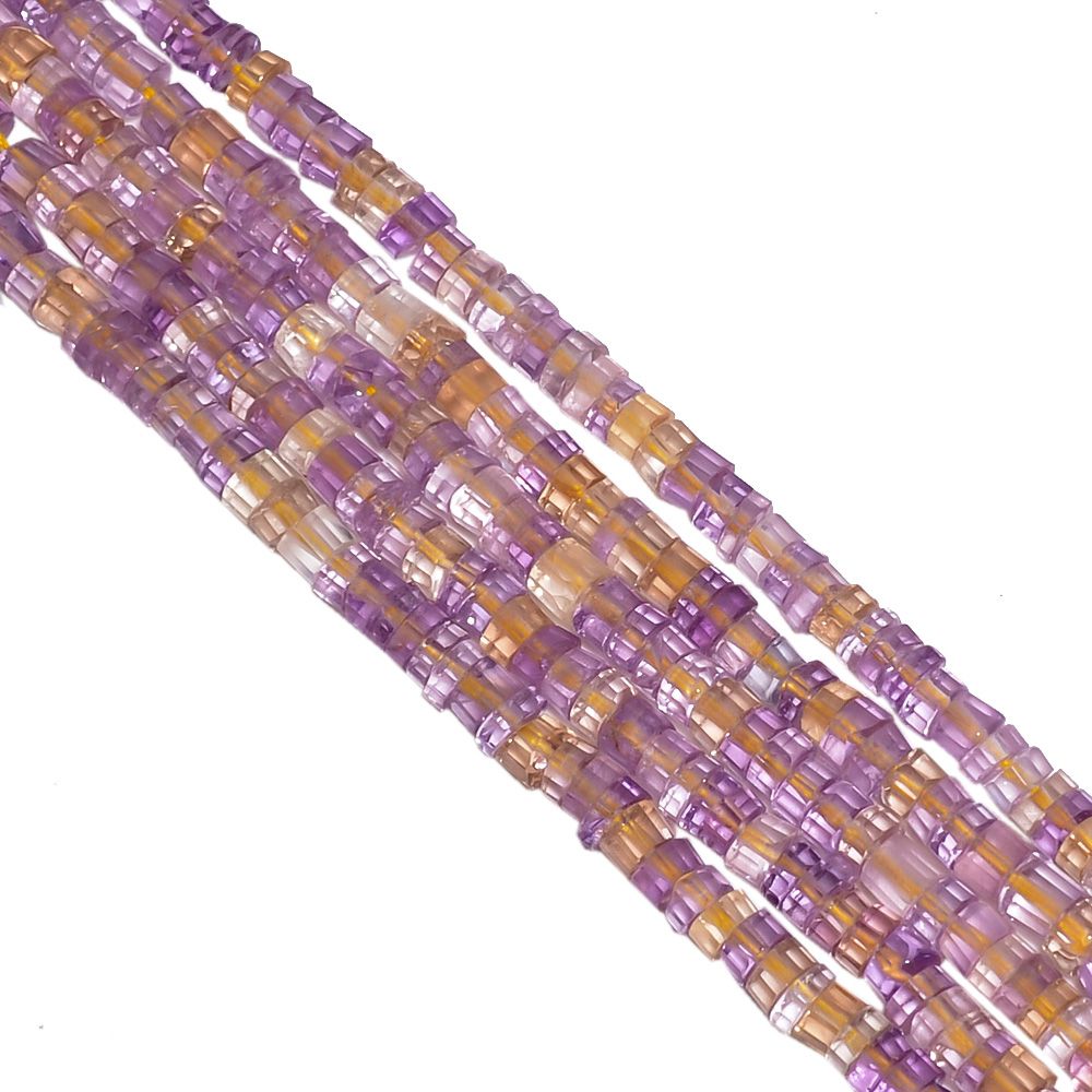 Ametrine 4-4.5mm Faceted Roundel Beads Strand, Ametrine Faceted Roundel Beads, Ametrine Natural Stone Beads