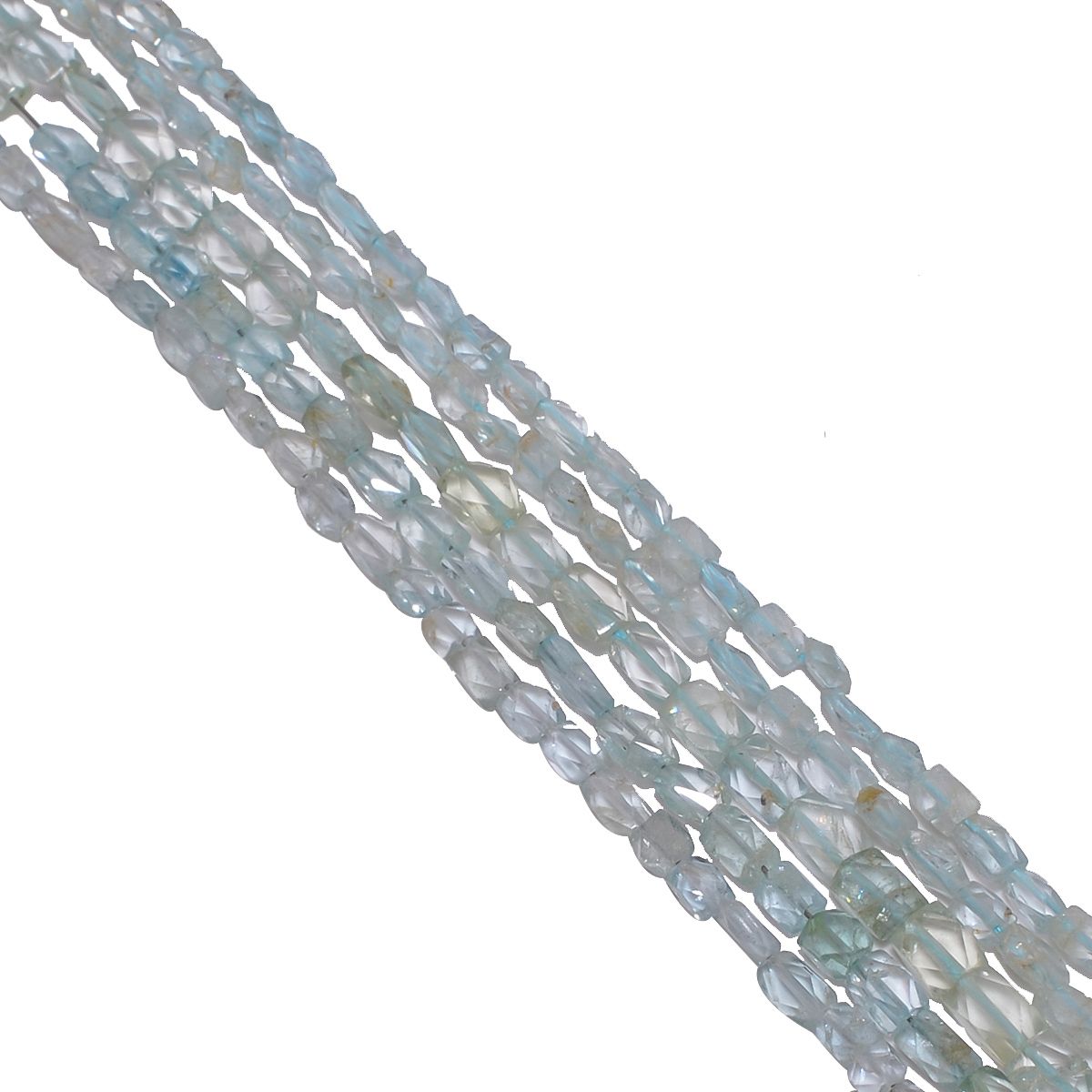 Aquamarine 2.5-4mm (Hand Cut) Faceted Cube Beads Strand, Hand Cut Aquamarine Faceted Cube Beads, Aquamarine