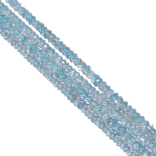 Aquamarine 4-4.5mm Faceted Roundel Beads Strand, 4-4.5mm Aquamarine Faceted Beads, Aquamarine Faceted Roundel Beads