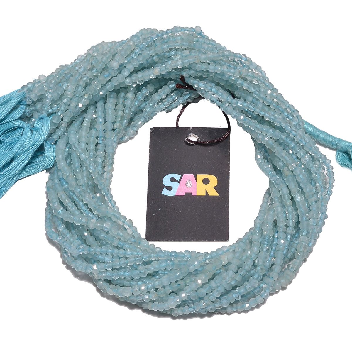 Aquamarine 3-3.5mm Faceted Roundel Beads Strand, Semi Precious Stone Beads, Aquamarine Faceted Roundel Beads