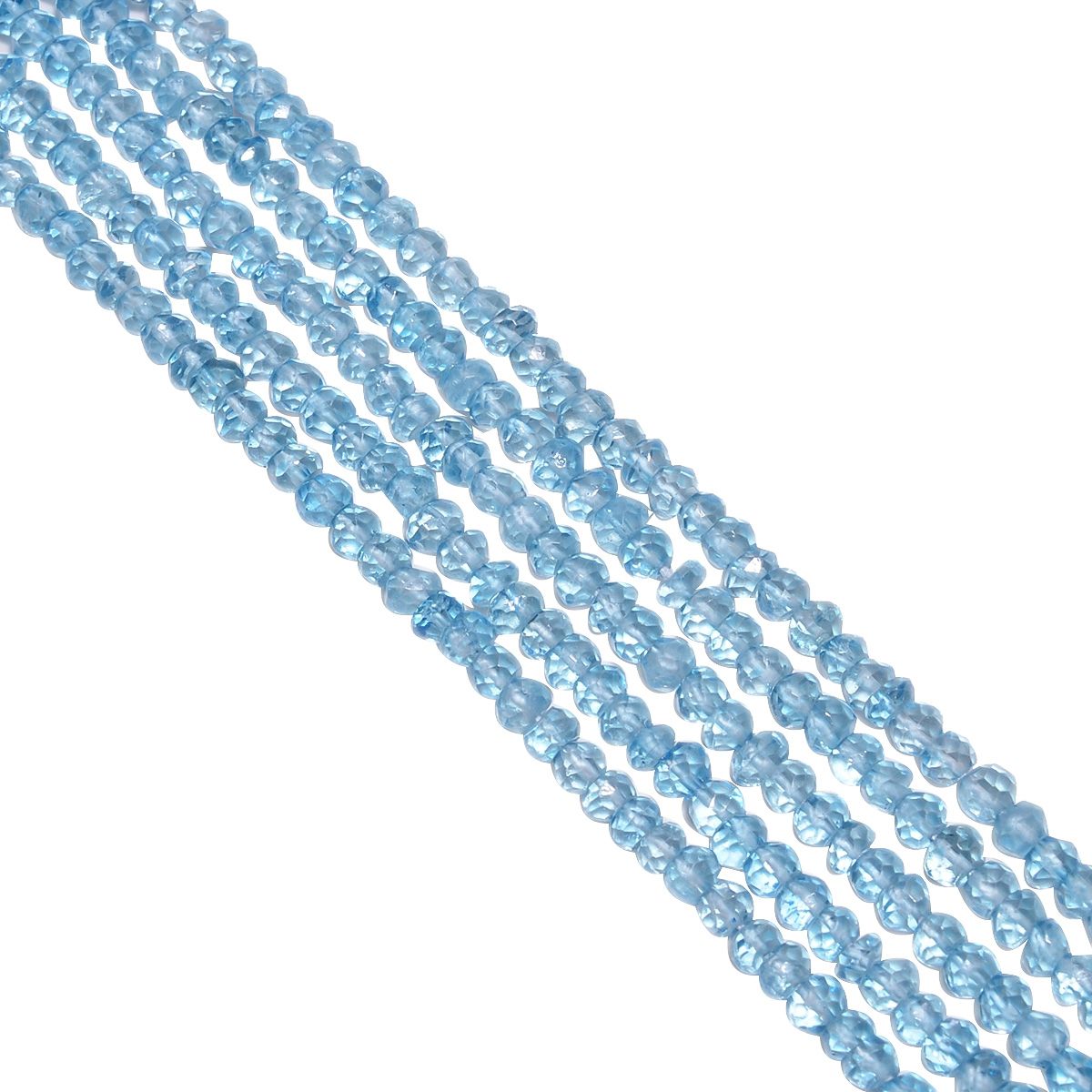 Blue Topaz (Coated Quartz) 3.5-4mm Faceted Roundel Beads strand, Blue Topaz Faceted Roundel Beads, Blue Topaz