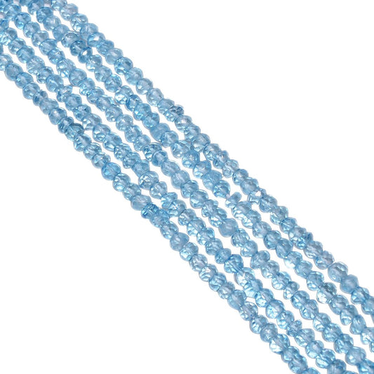 Blue Topaz (Coated Quartz) 3.5-4mm Faceted Roundel Beads strand, Blue Topaz Faceted Roundel Beads, Blue Topaz