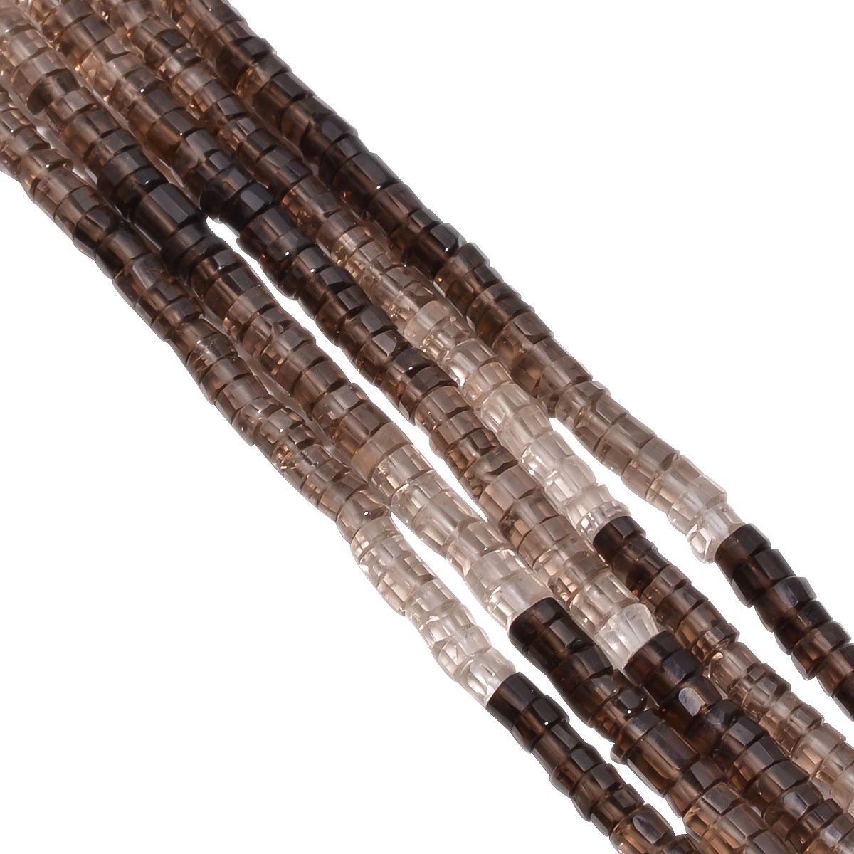 Faceted Wheel Beads Strand - Smoky Quartz Shaded (5.5mm)