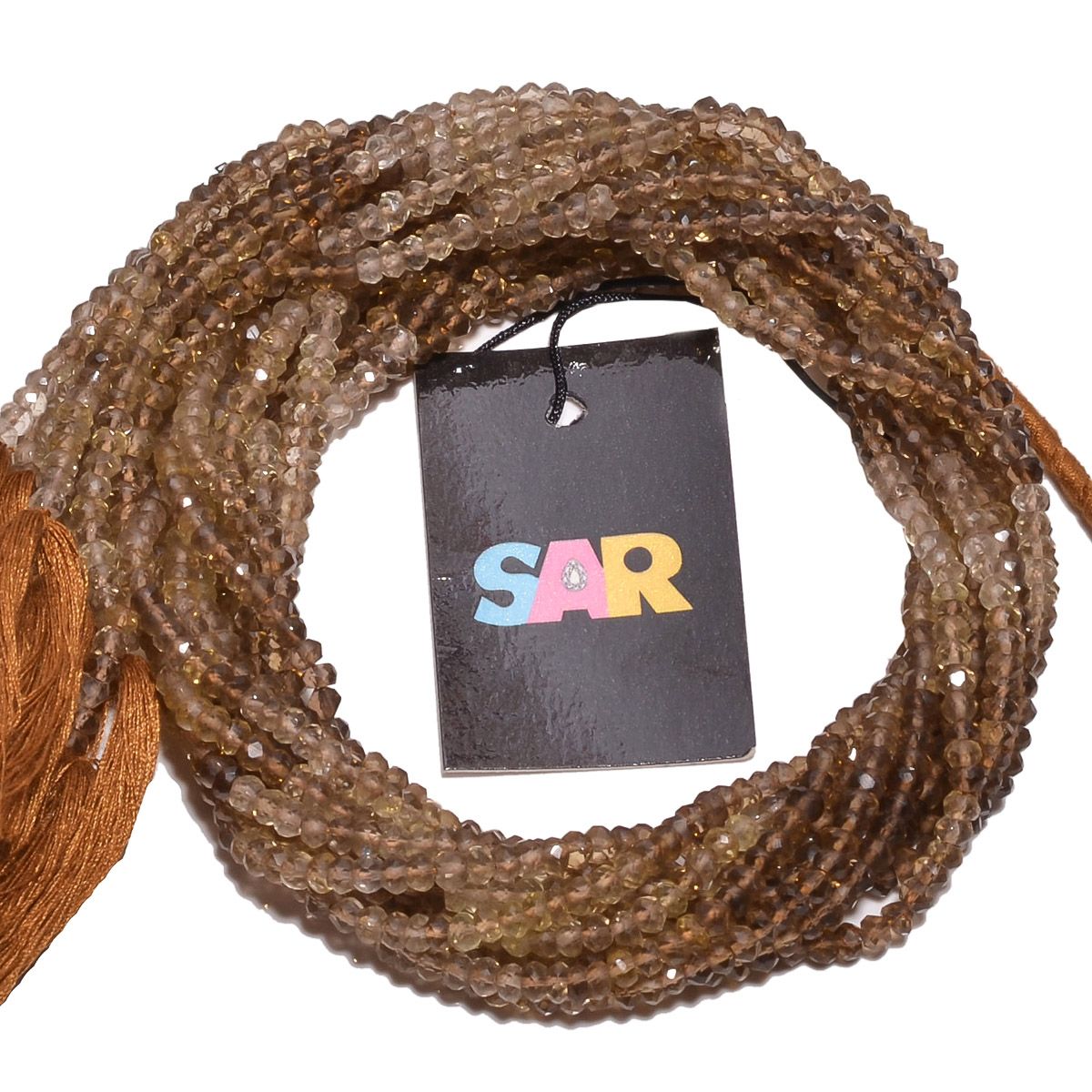 Beer Quartz Faceted Roundel Beads - Beer Quartz Shaded 3-4mm