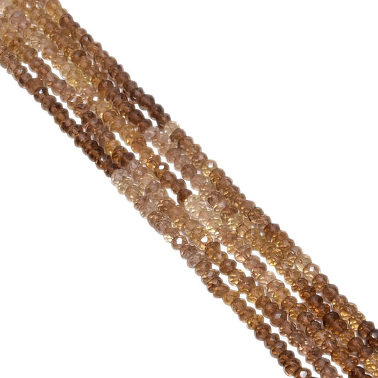 Beer Quartz Faceted Roundel Beads - Beer Quartz Shaded 3-4mm