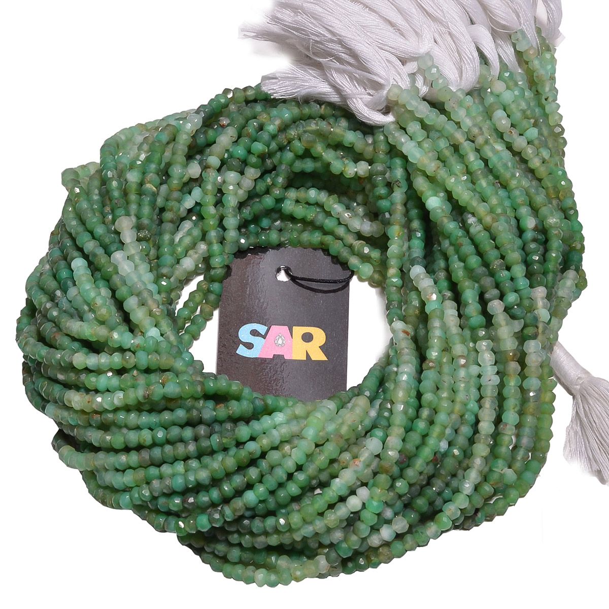 Chrysophrase Shaded Faceted Roundel Beads Strand (4mm)