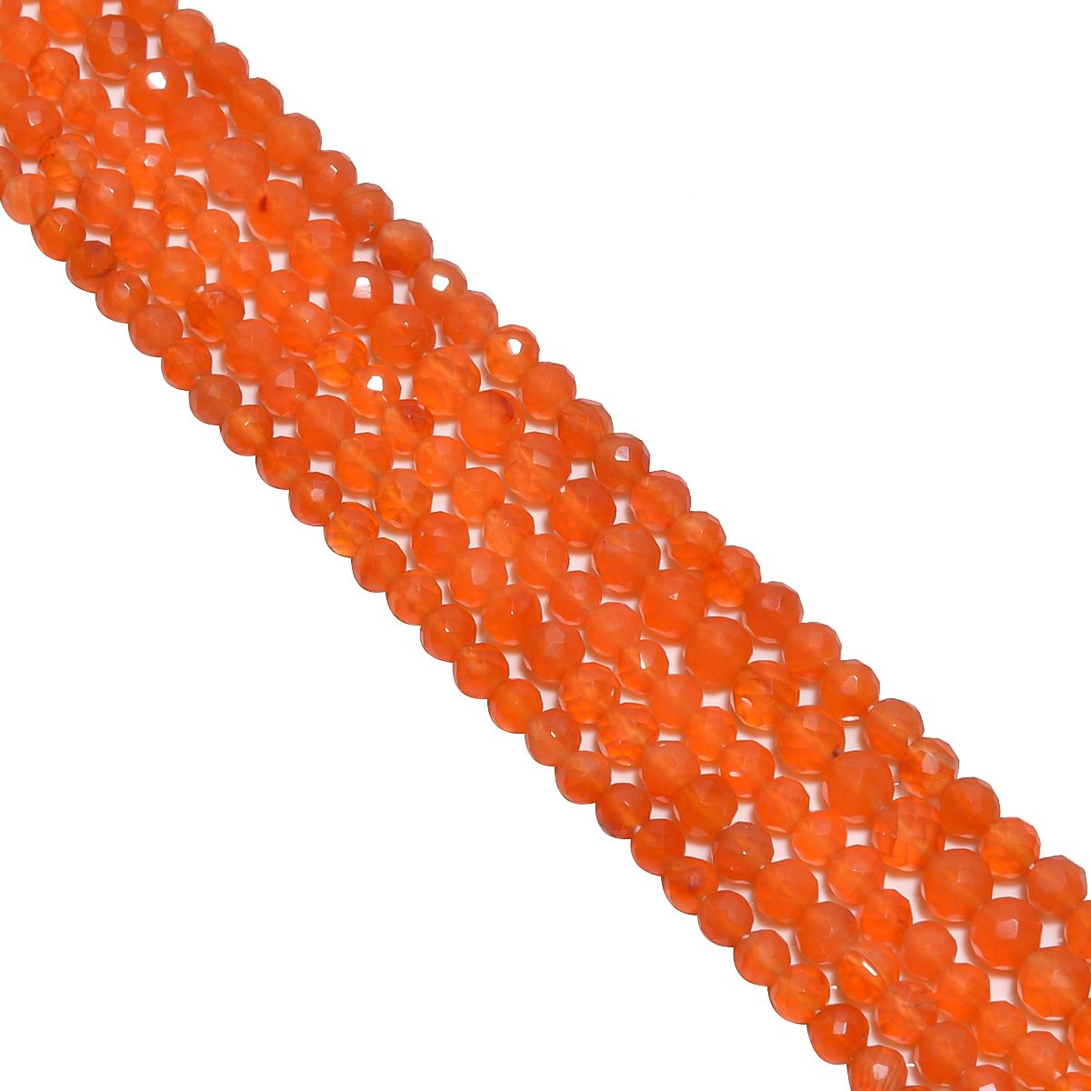 Carnelian Faceted Roundel Beads Strand in 3.5-4.5mm