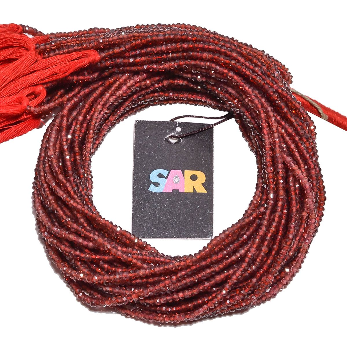 Garnet Fine Faceted Roundel Beads - Garnet Beads Strand (3mm)