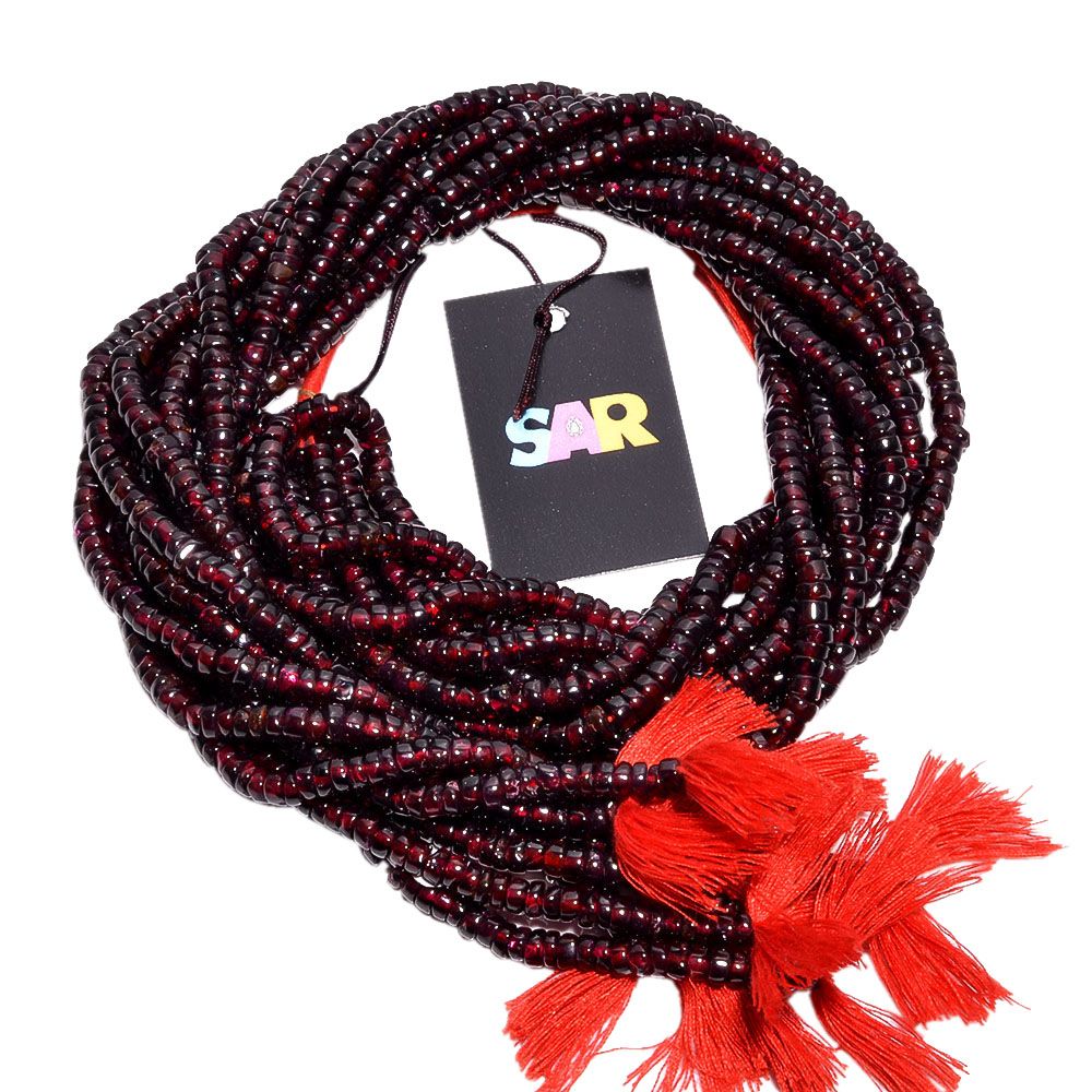 Garnet Plain Beaded Beads Wheel Shape Strand In 5-6 mm Size