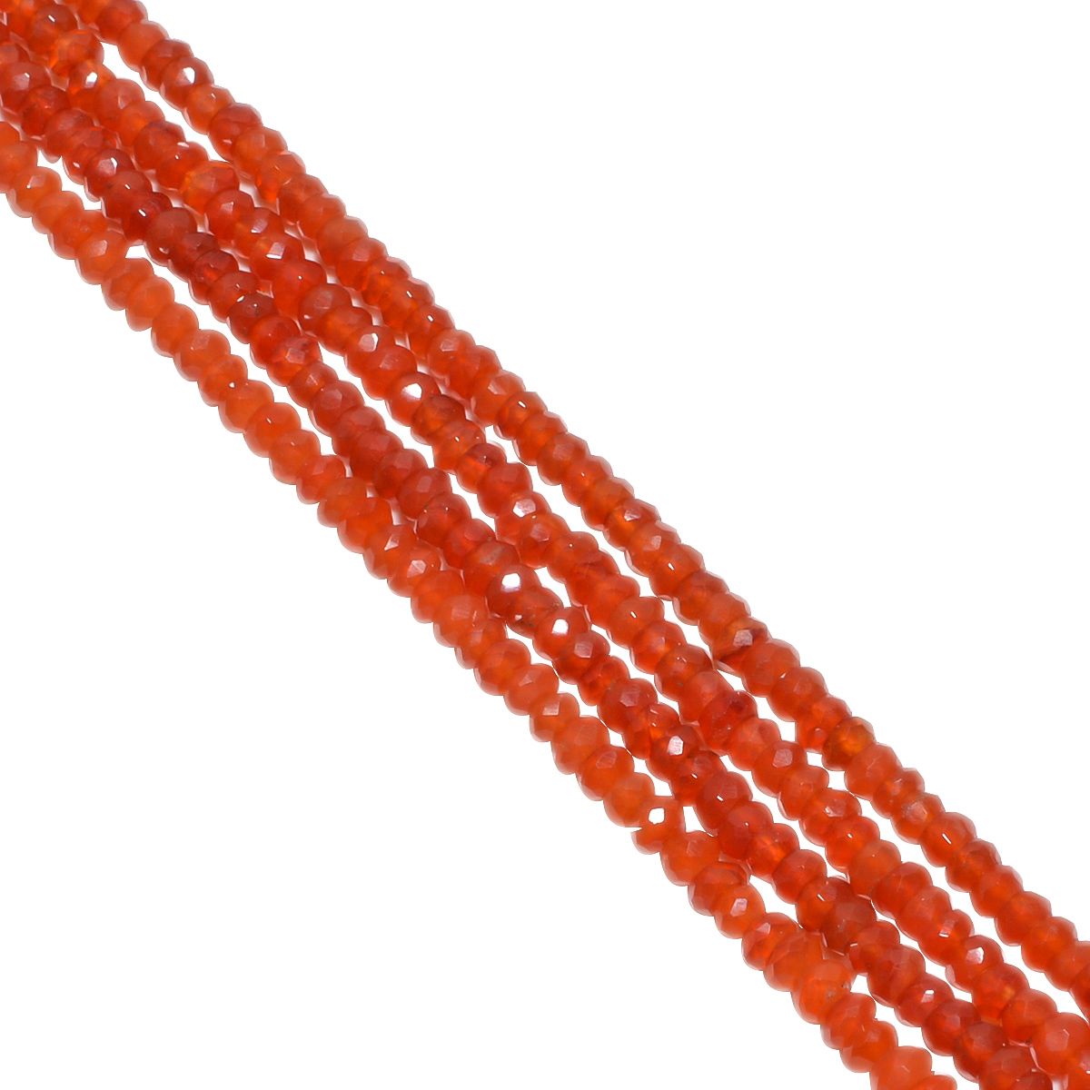 Carnelian Faceted Roundel Beads Strand - Carnelian Dark in 4mm Size
