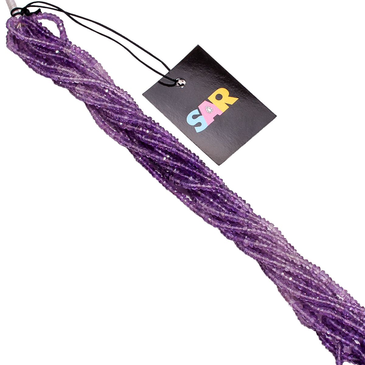 Amethyst Faceted Roundel Beads - Amethyst Semi Precious Stone Beads (Shaded) 3mm)