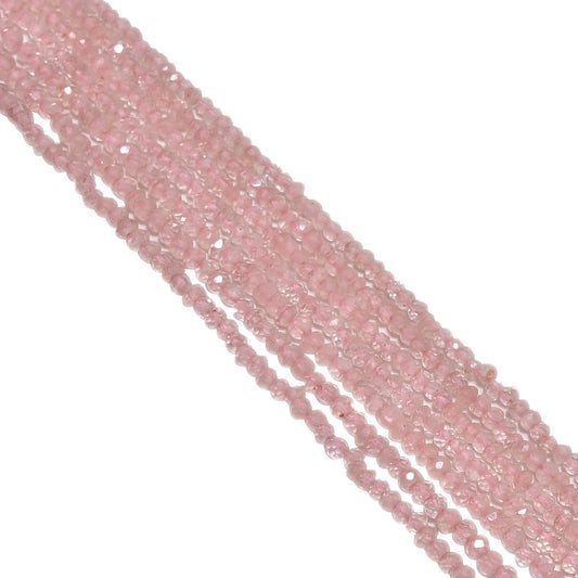 Fine Faceted Rose Quartz Beads - Roundel Beads (2.8-3mm)
