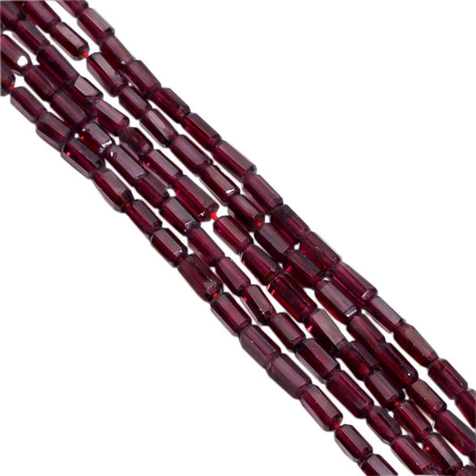 Garnet Faceted Beaded Beads Tube Shape Strand in 3x6mm size