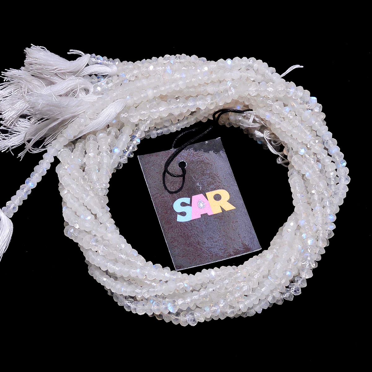 Rainbow Moonstone Fine Faceted Roundel Beads Strand - 3.5-4mm