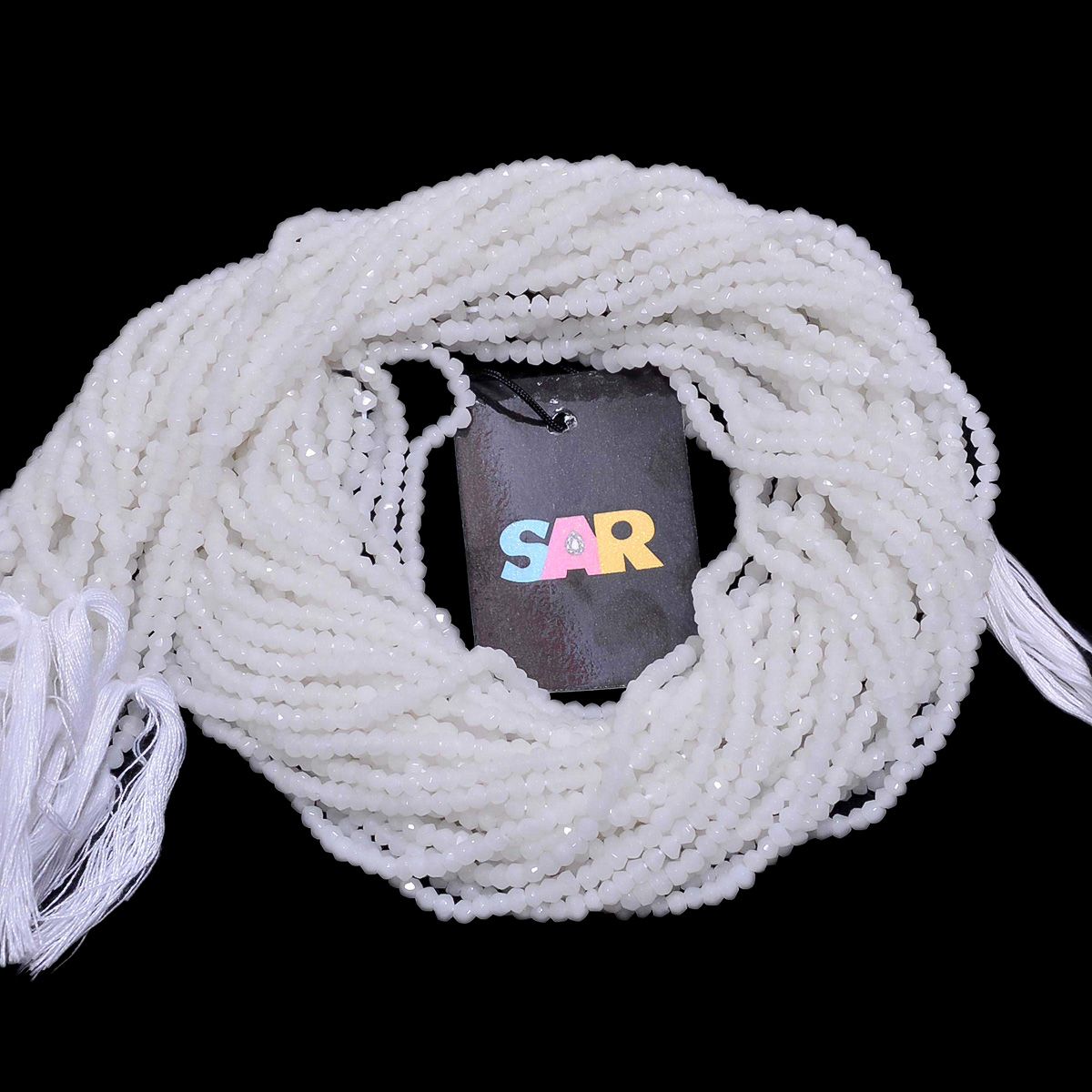 White Chalcedony Faceted Roundel Beads (3.5-4mm)