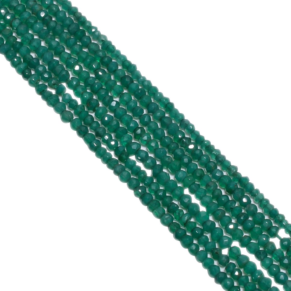 Green Onyx Faceted Beads Roundel Shape, (3 mm Size)