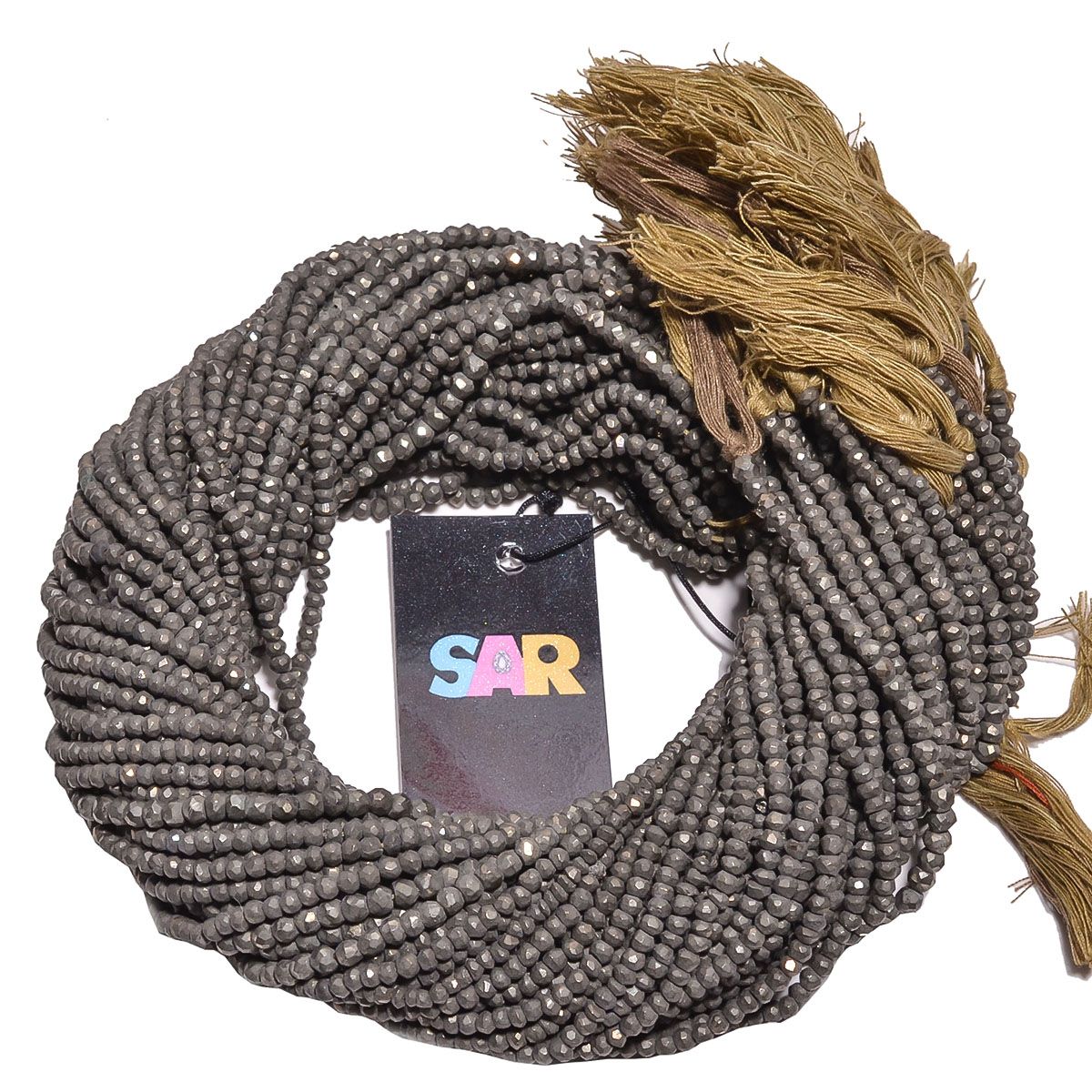 Pyrite Gem Stone Fine Faceted Beads-Roundel Shape in Size 3.5-4mm (Sold By One Pcs)