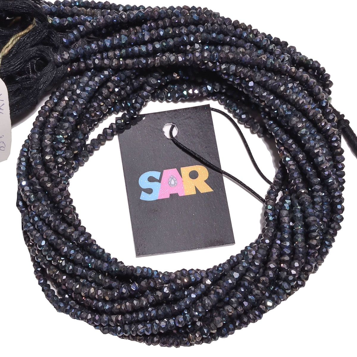 Pyrite Facted Black Coated- Roundel Shape Beads in 3.5-4mm.