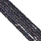 Pyrite Faceted Black Coated- Roundel Shape Beads in 3.5-4mm.