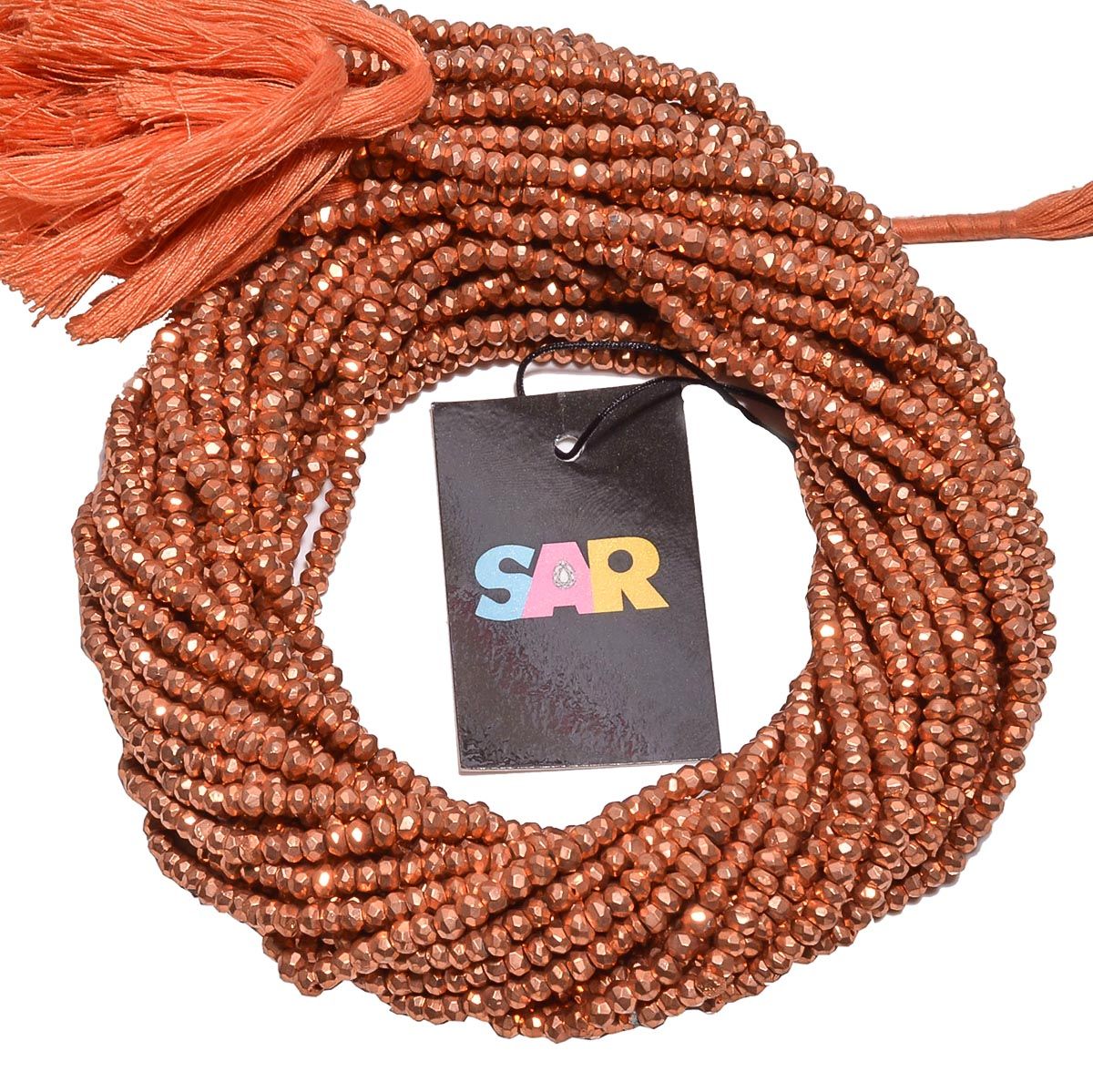 Pyrite Stone Copper Coated Beads Strand in Roundel Shape (3.5-4mm)