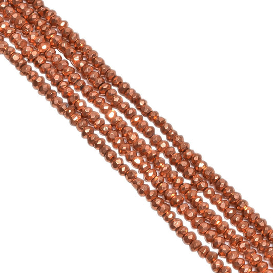 Pyrite Stone Copper Coated Beads Strand in Roundel Shape (3.5-4mm)