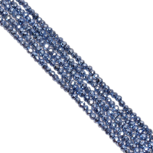 Pyrite Stone Beads-Coated in Sky Blue color,3-4mm Size and Roundel Shape