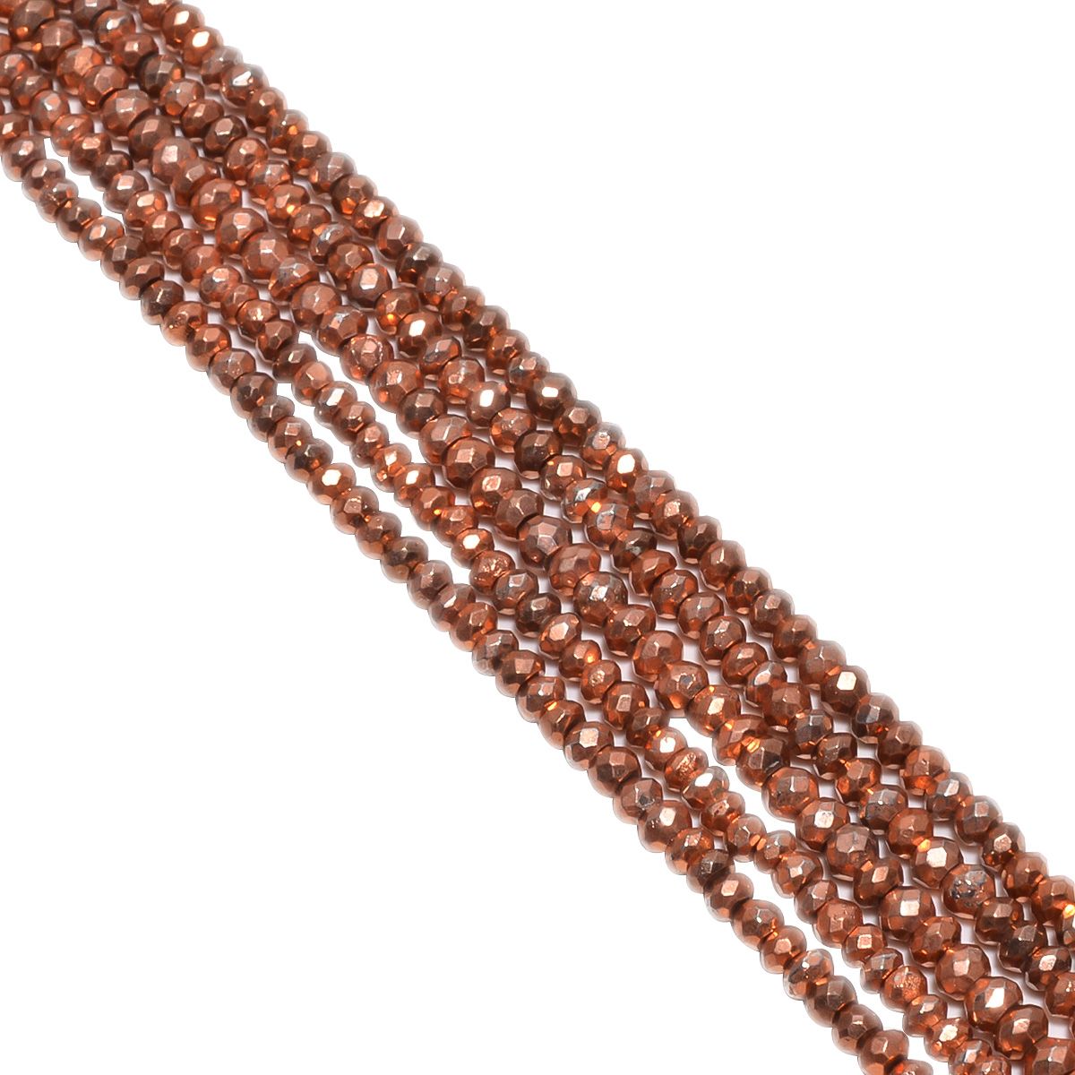 Pyrite Stone Copper Coated Beads in 4mm Size-Roundel Shape