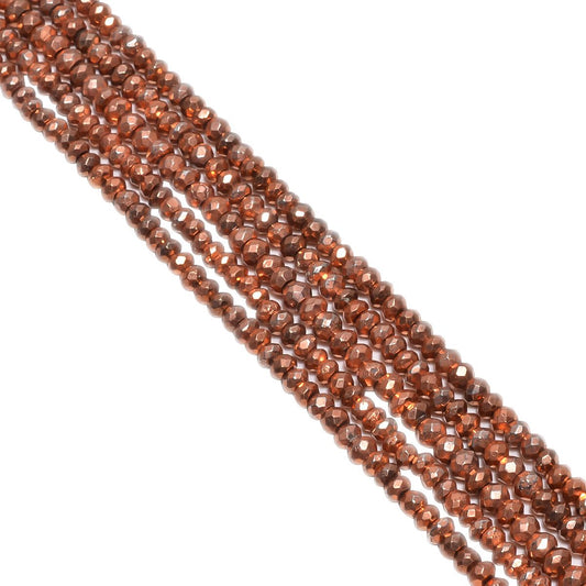 Pyrite Stone Copper Coated Beads in 4mm Size-Roundel Shape