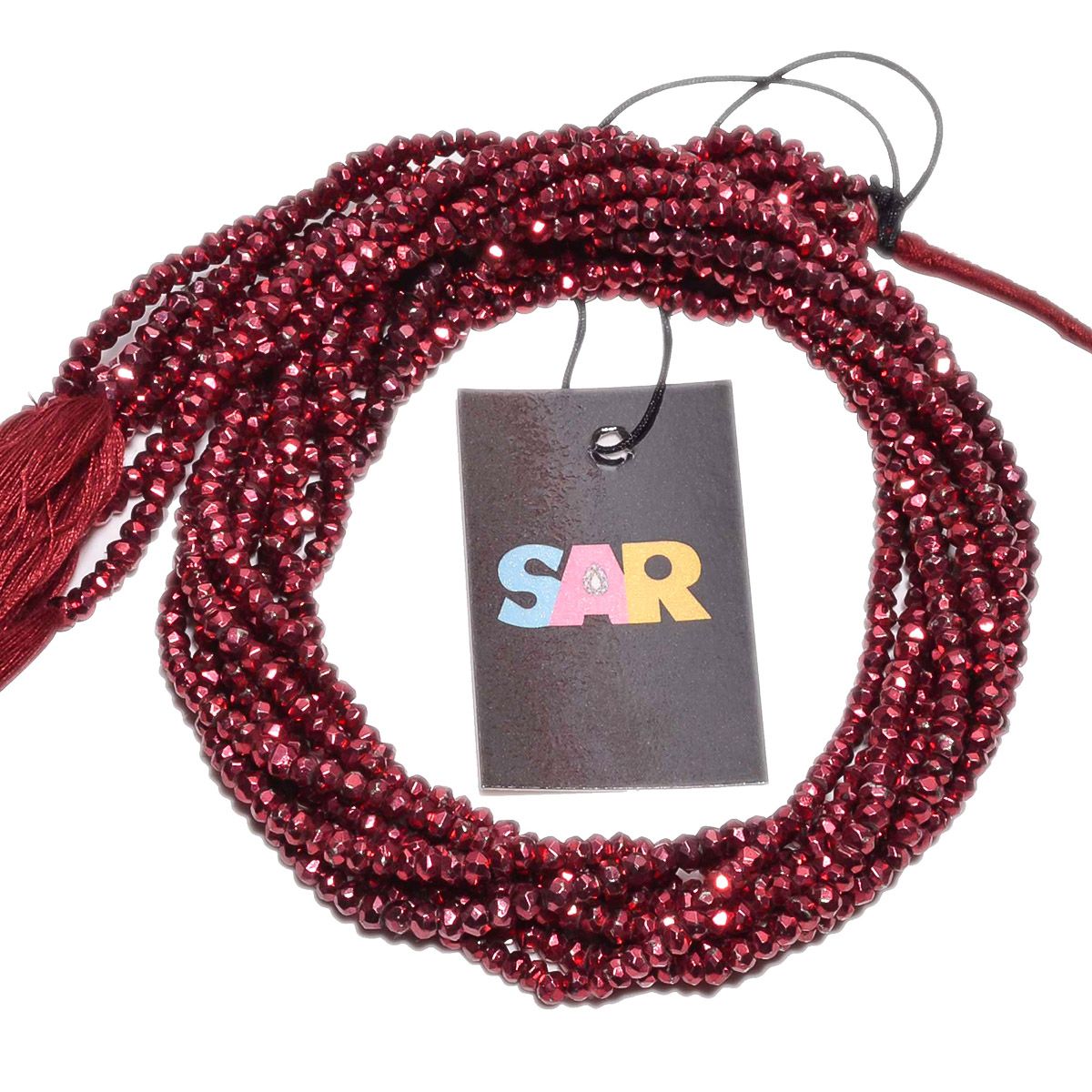 Pyrite Semi Precious Stone Red Coated Beads in Roundel Shape (3-3.5mm)