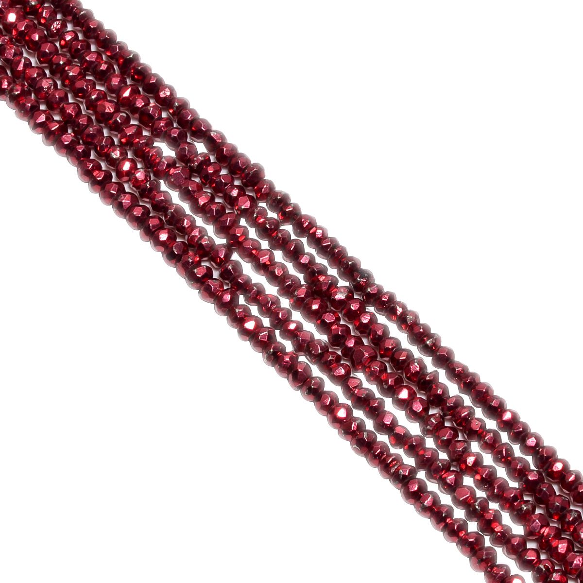 Pyrite Semi Precious Stone Red Coated Beads in Roundel Shape (3-3.5mm)