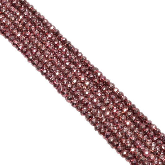 Pyrite Stone Pink Coated Beads, 3-4 mm Size in Roundel Shape