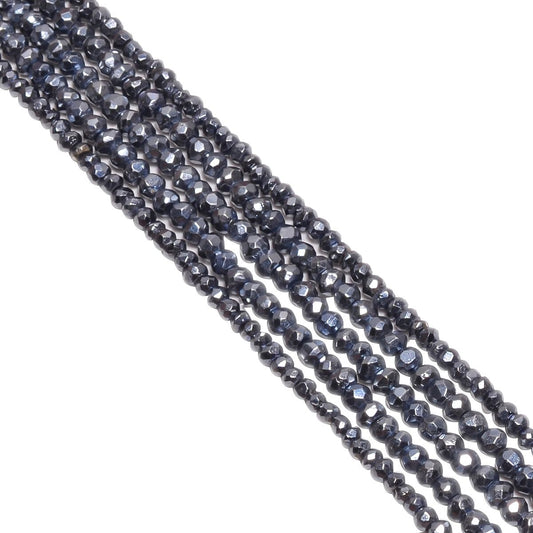 Grey Colory Pyrite Stone Beads in Roundel Shape-Size 3.5-4 mm