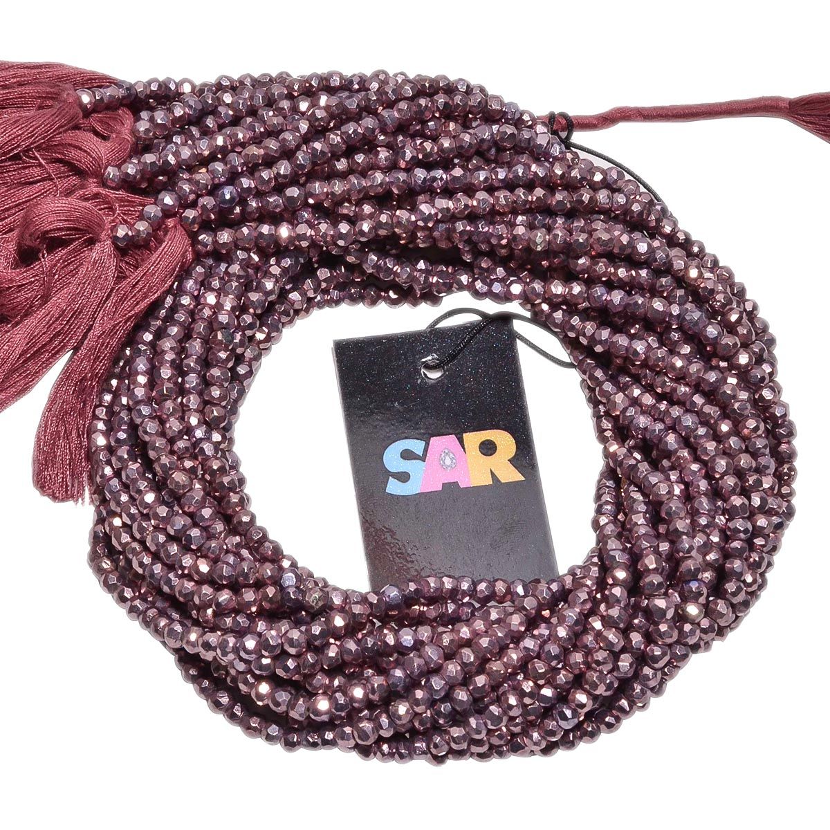 Pyrite Fine Faceted Dark Pink Coated Beads,3.5-4mm Size in Roundel Shape