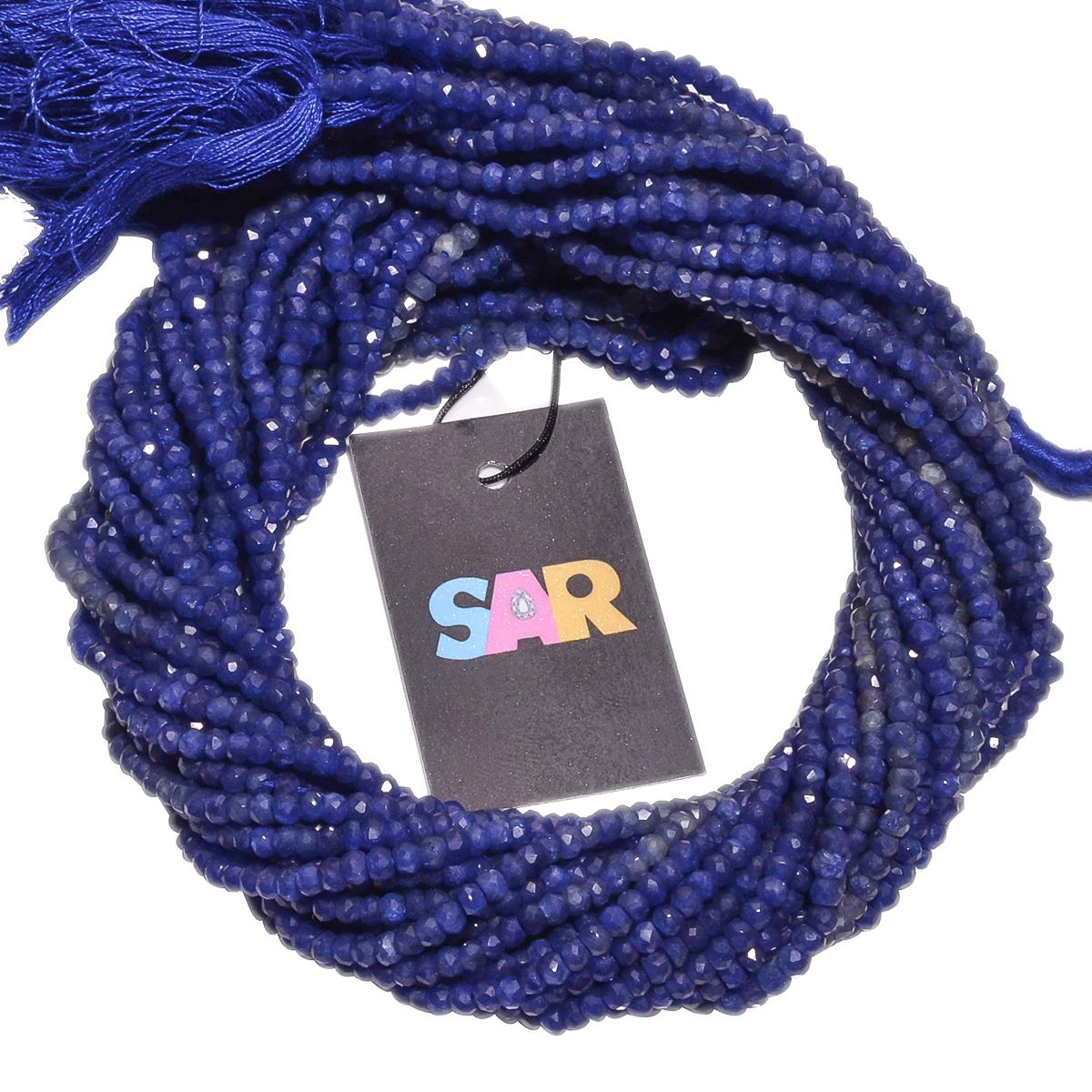 Dyed Blue Sapphire Faceted Roundel Beads with Size 3.5-4mm