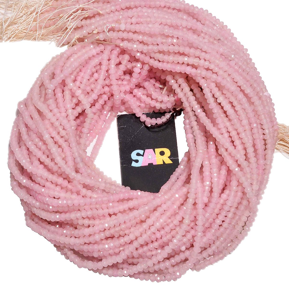 Faceted Roundel Beads Strand - Pink Opal (Lite) 3.5mm