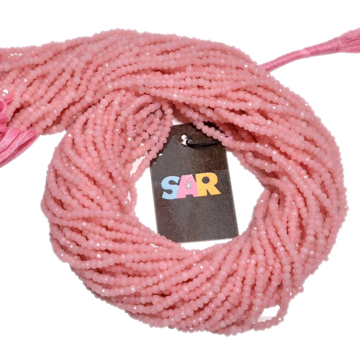 Faceted Roundel Beads Strand,Pink Opal Beads with 3-3.5mm Size