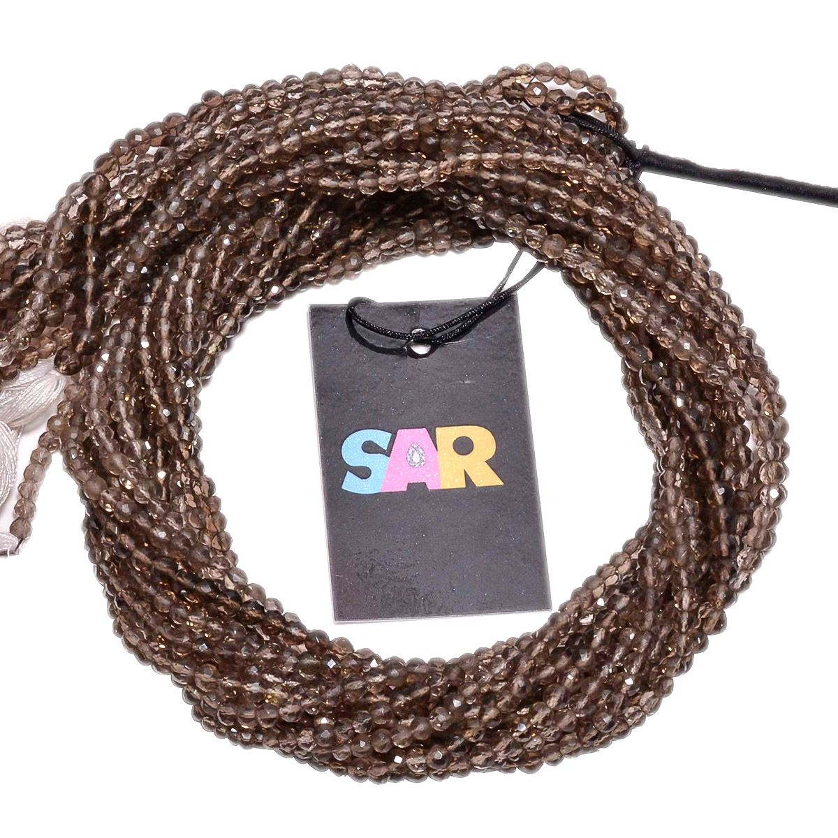 Smoky Quartz Faceted Beads,Roundel Beads Strand - 3-4mm